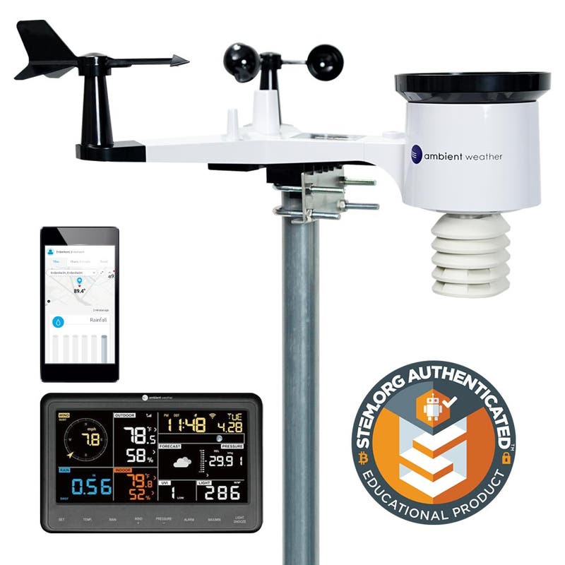 Ambient Weather WS-2902 Smart Weather Station with sensor array and color display console